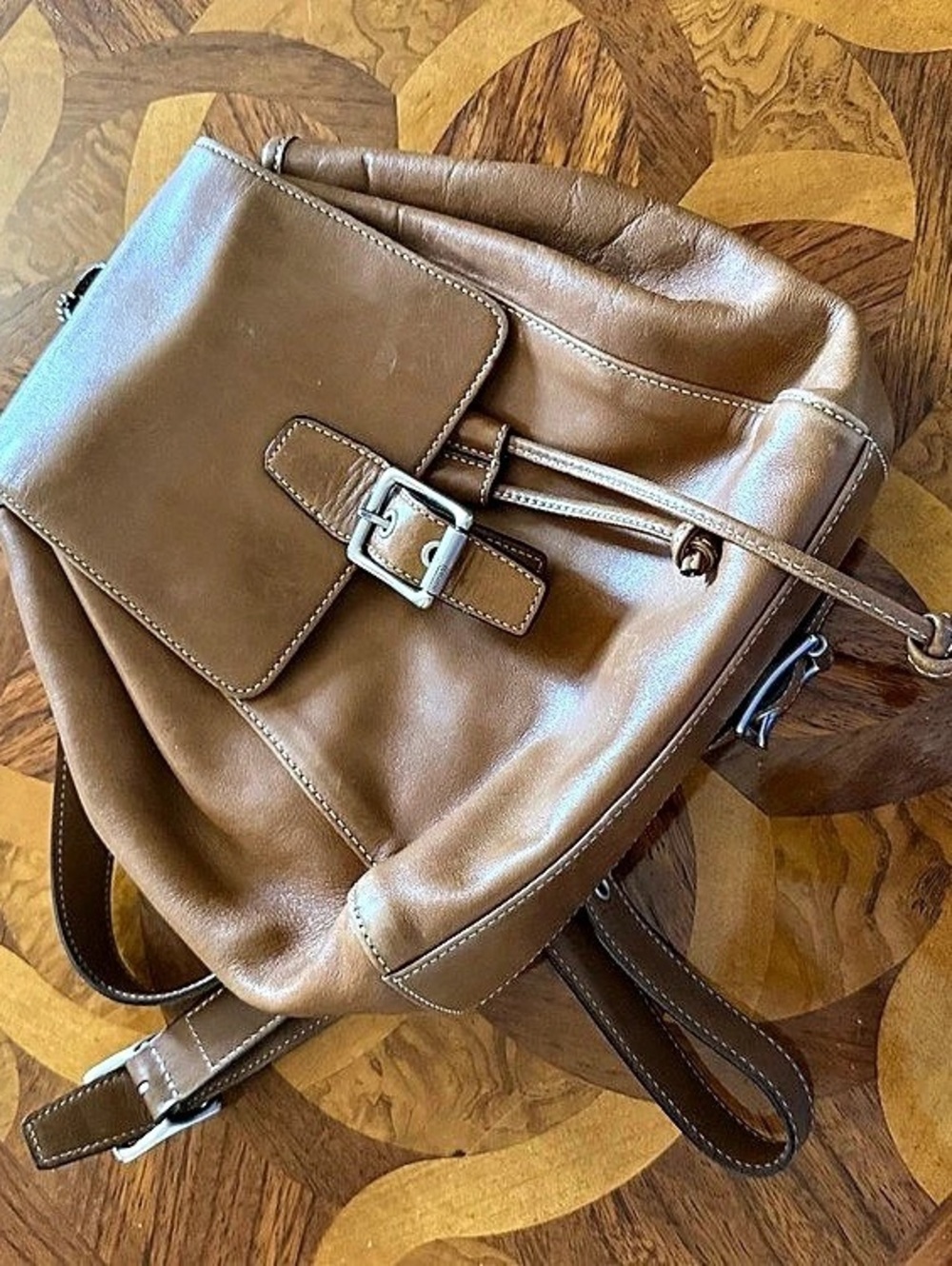 Coach Legacy Drawstring Backpack Leather Brown